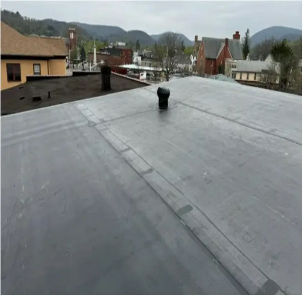Commercial Roof Repairs & Service | Commercial Roofing Contractors PA Completed EPDM and TPO commercial re-roof with new metal edging and gutters in Central Pennsylvania.