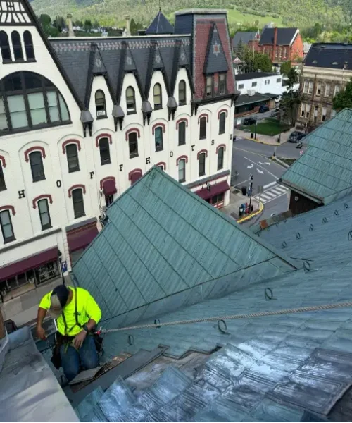 RTG Solutions crew completing a cooperative purchasing roof repair in Lock Haven, Pennsylvania, finished in less than 24 hours.