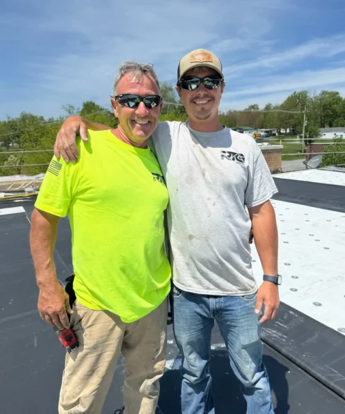RTG Solutions roofing team on-site during a church re-roof in Houtzdale, PA.