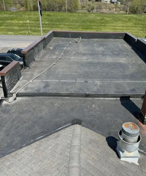 Overview of the newly installed Genflex 60-mil EPDM flat roof system at the Lock Haven VFW by RTG Solutions.
